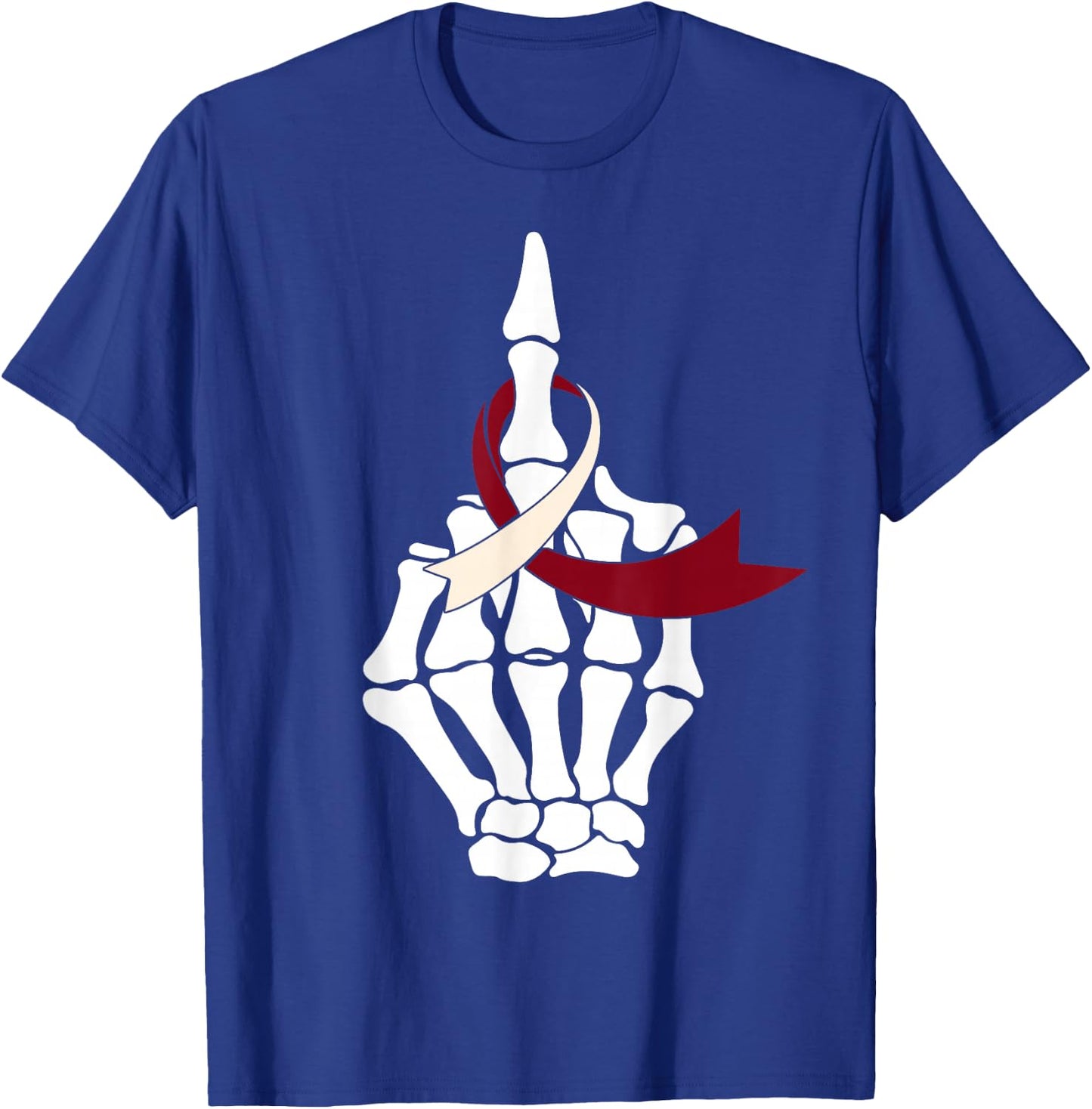 Fuck Head & Neck Cancer Middle Finger Burgundy Ivory Ribbon T-Shirt - T-Shirt | Royal