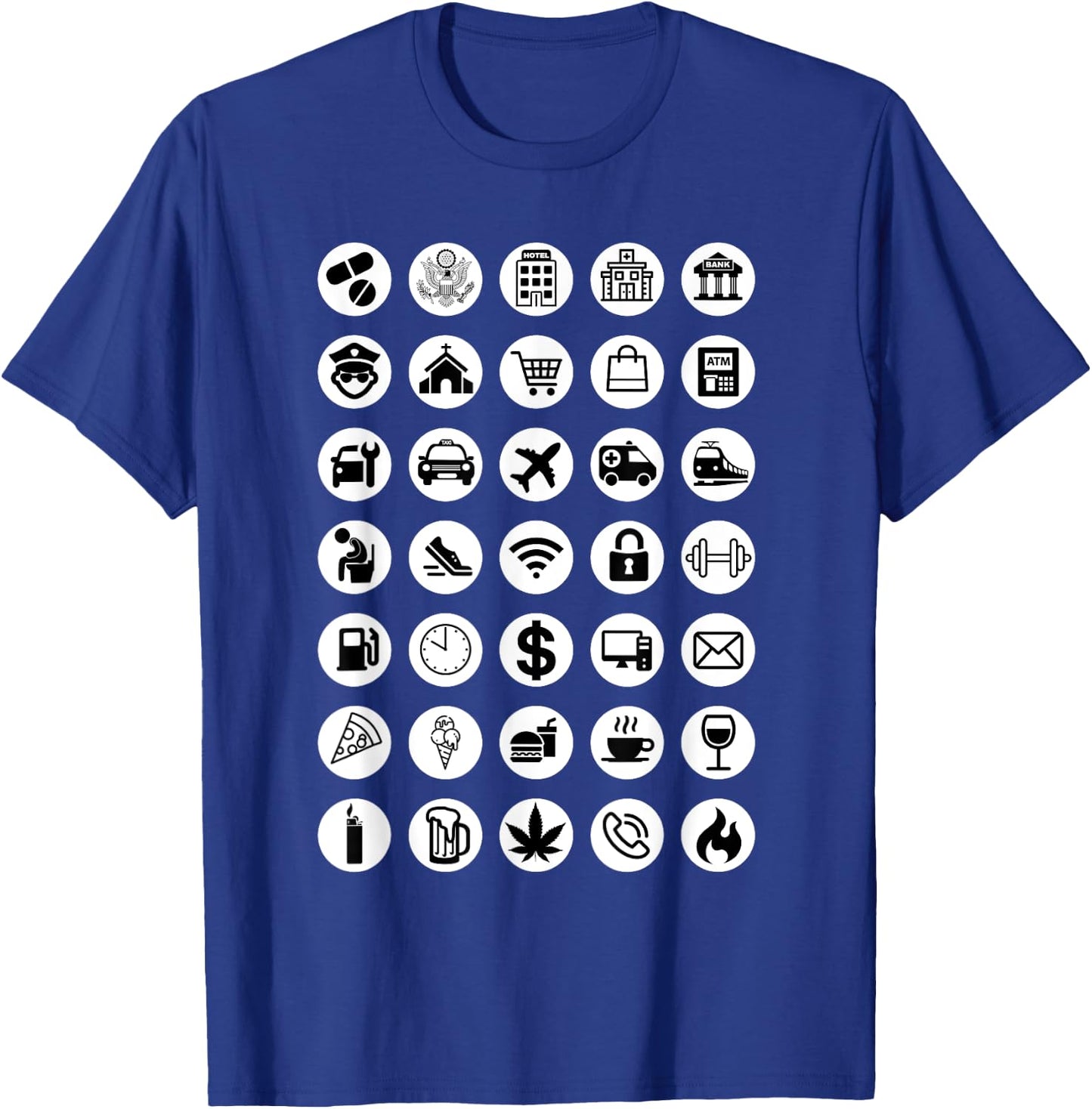 Travel Tourist Functional Icons Language Barrier Tourism T-Shirt - T-Shirt | Royal