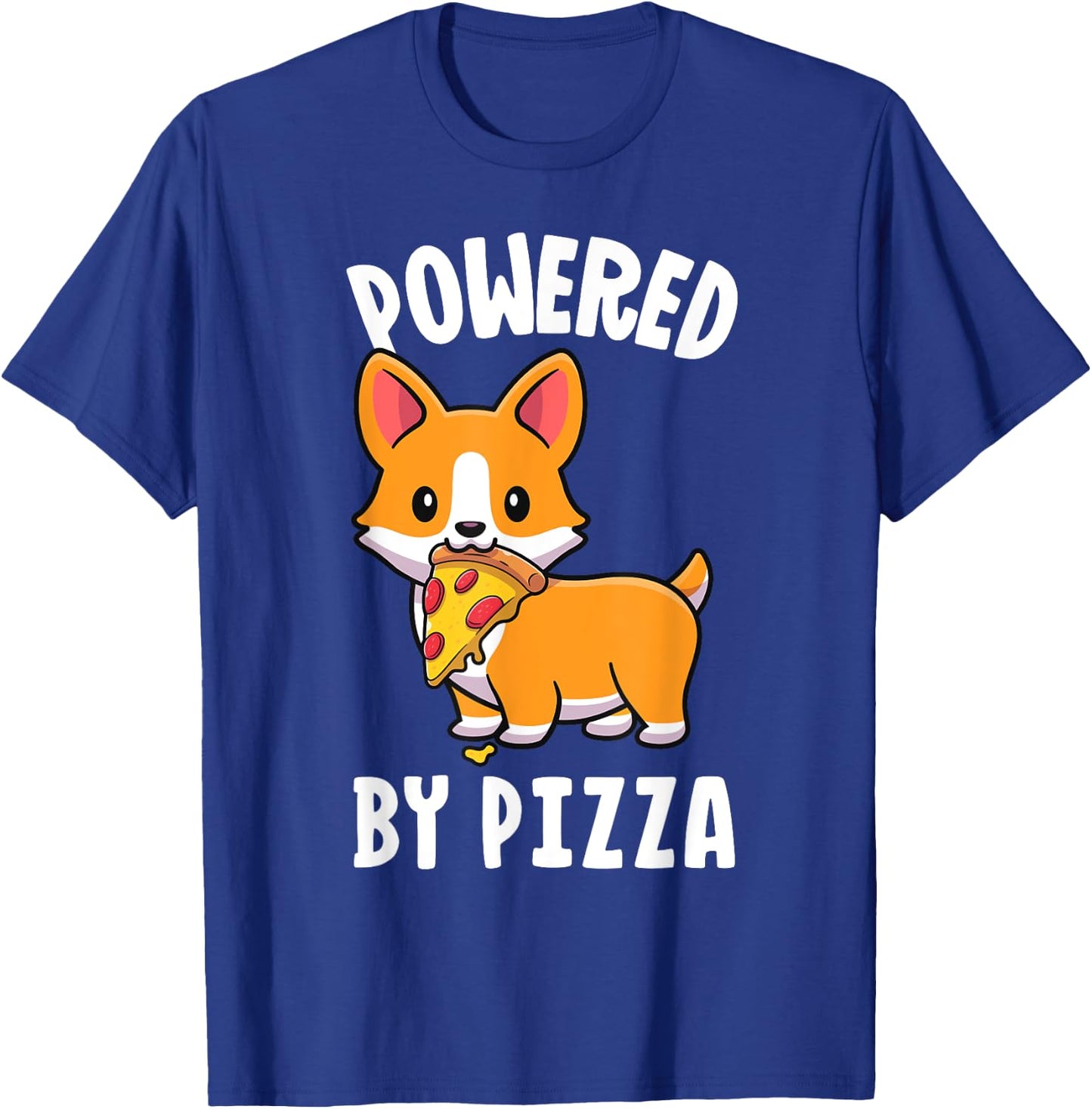 Powered By Pizza Corgi Shirt Dog Funny Corgi Shirt Kids Men T-Shirt - T-Shirt | Royal