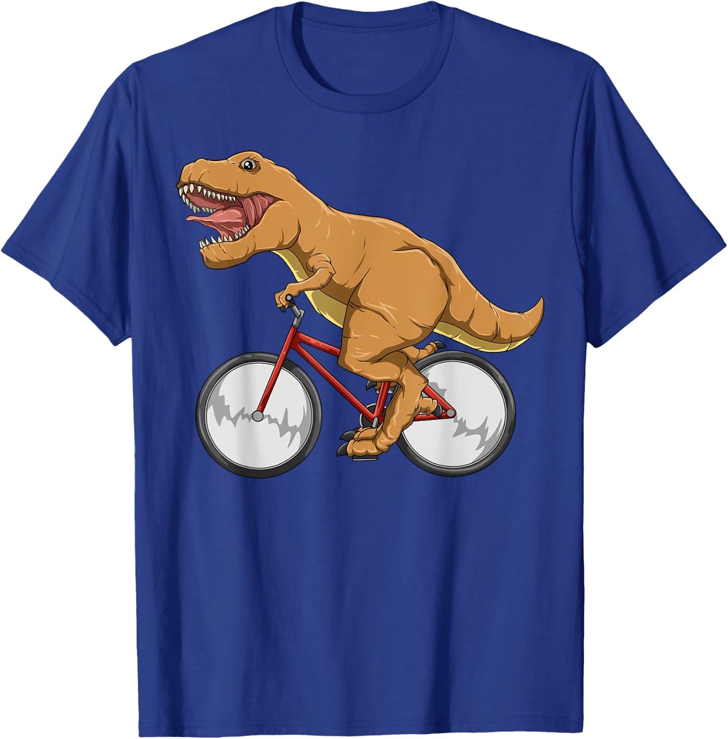 Cycling Dinosaur T-Rex Riding Road Bike MTB Cyclocross T-Shirt - T-Shirt | Royal