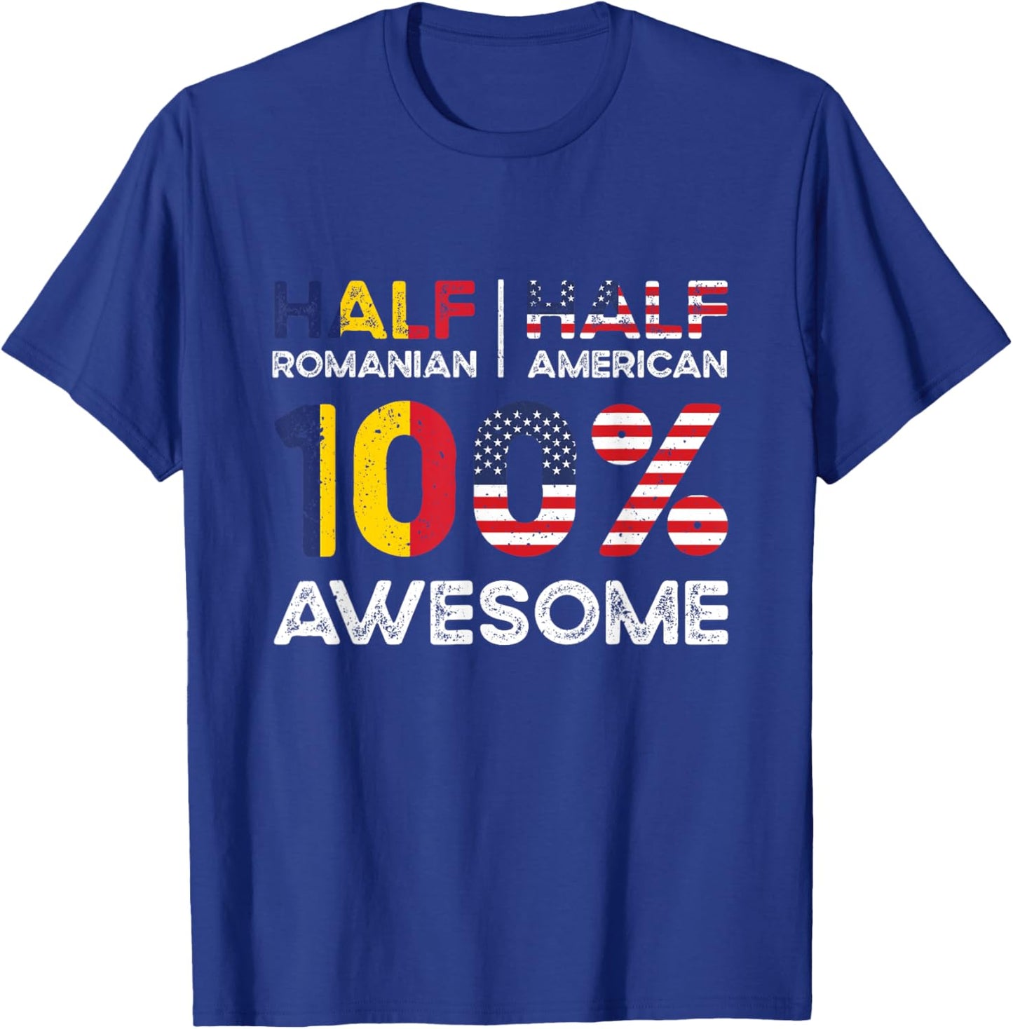 Romanian American Patriot USA Grown Romania US Flag T-Shirt - T-Shirt | Royal