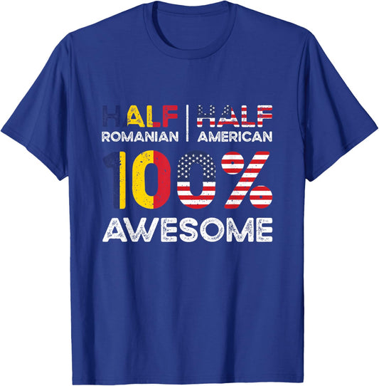 Romanian American Patriot USA Grown Romania US Flag T-Shirt - T-Shirt | Royal
