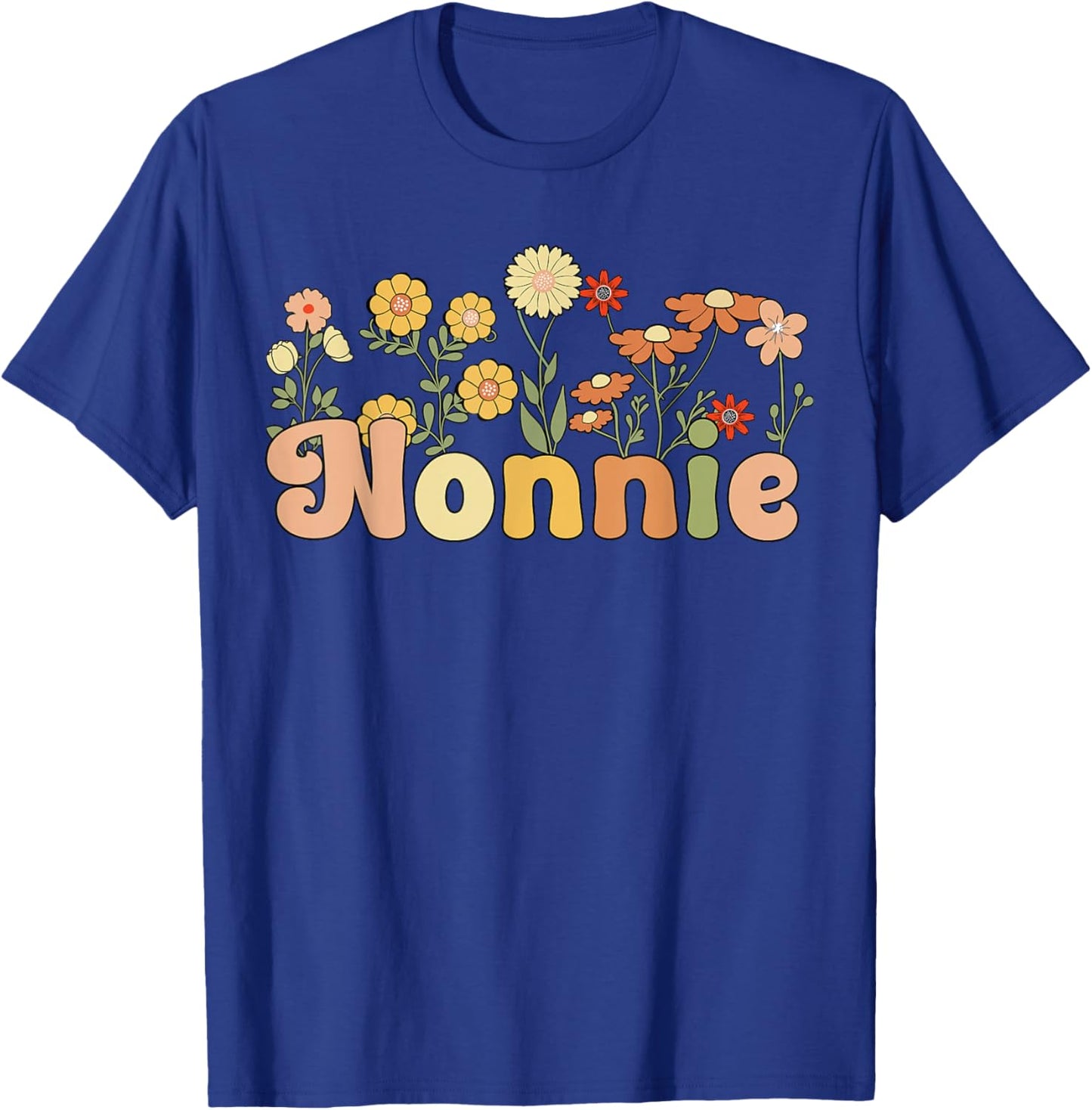 Groovy Nonnie Grandmother Flowers Nonnie Grandma T-Shirt - T-Shirt | Royal