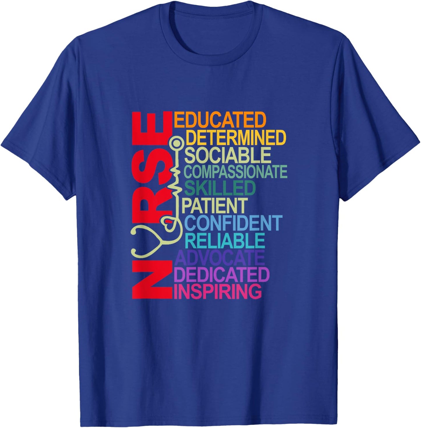 Nurse Educated Determined Sociable Nurse Squad RN Nurse Life T-Shirt - T-Shirt | Royal