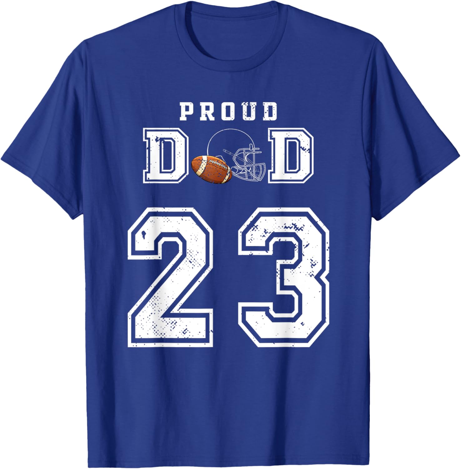 Custom Proud Football Dad Number 23 Personalized T-Shirt - T-Shirt | Royal