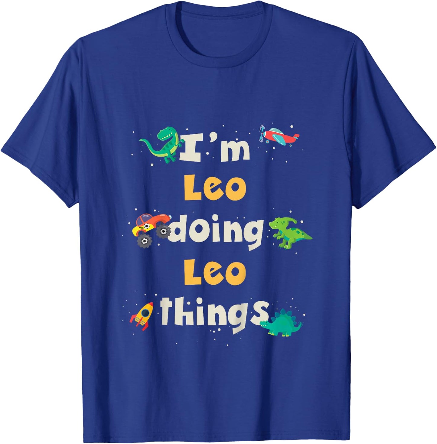 Kids Cool Leo Personalized First Name Boys T-Shirt - T-Shirt | Royal