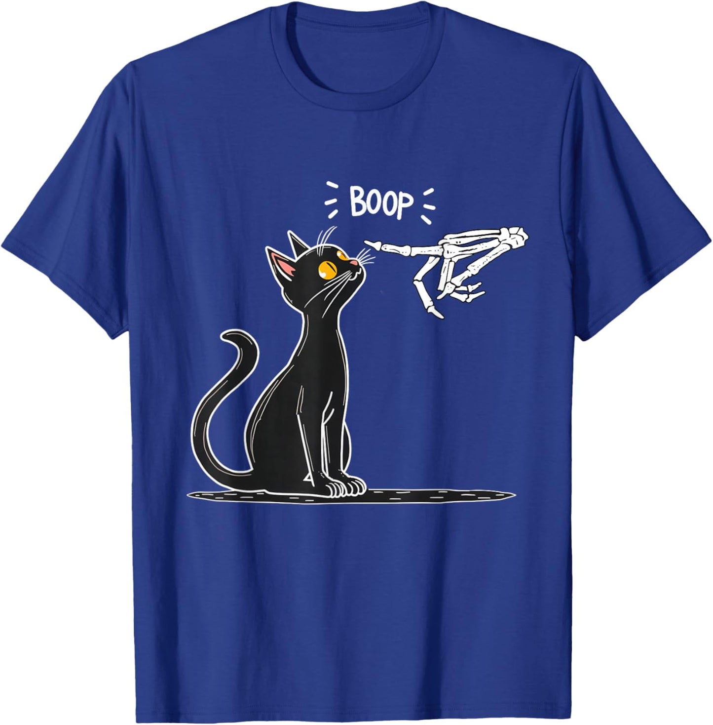 Black Cat Skeleton Hand Boop Halloween T-Shirt - T-Shirt | Royal