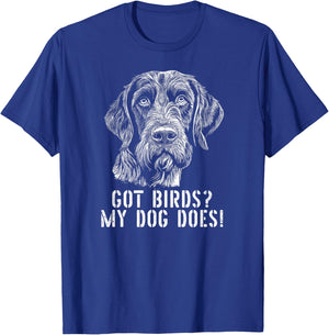 German Wirehaired Pointer hunting dog hunter dog head hunt T-Shirt - T-Shirt | Royal