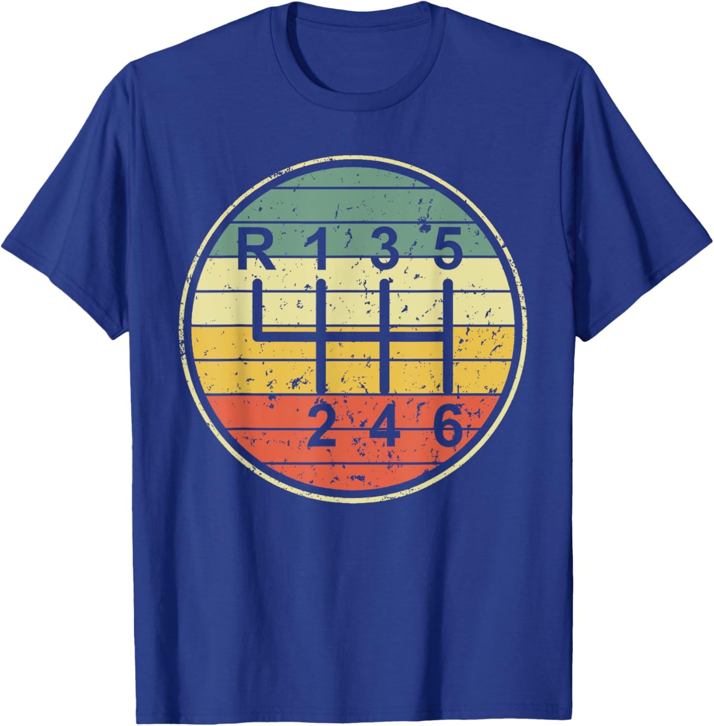 Funny Manual Transmission Shift Pattern Stick Shift 6 Speed T-Shirt - T-Shirt | Royal