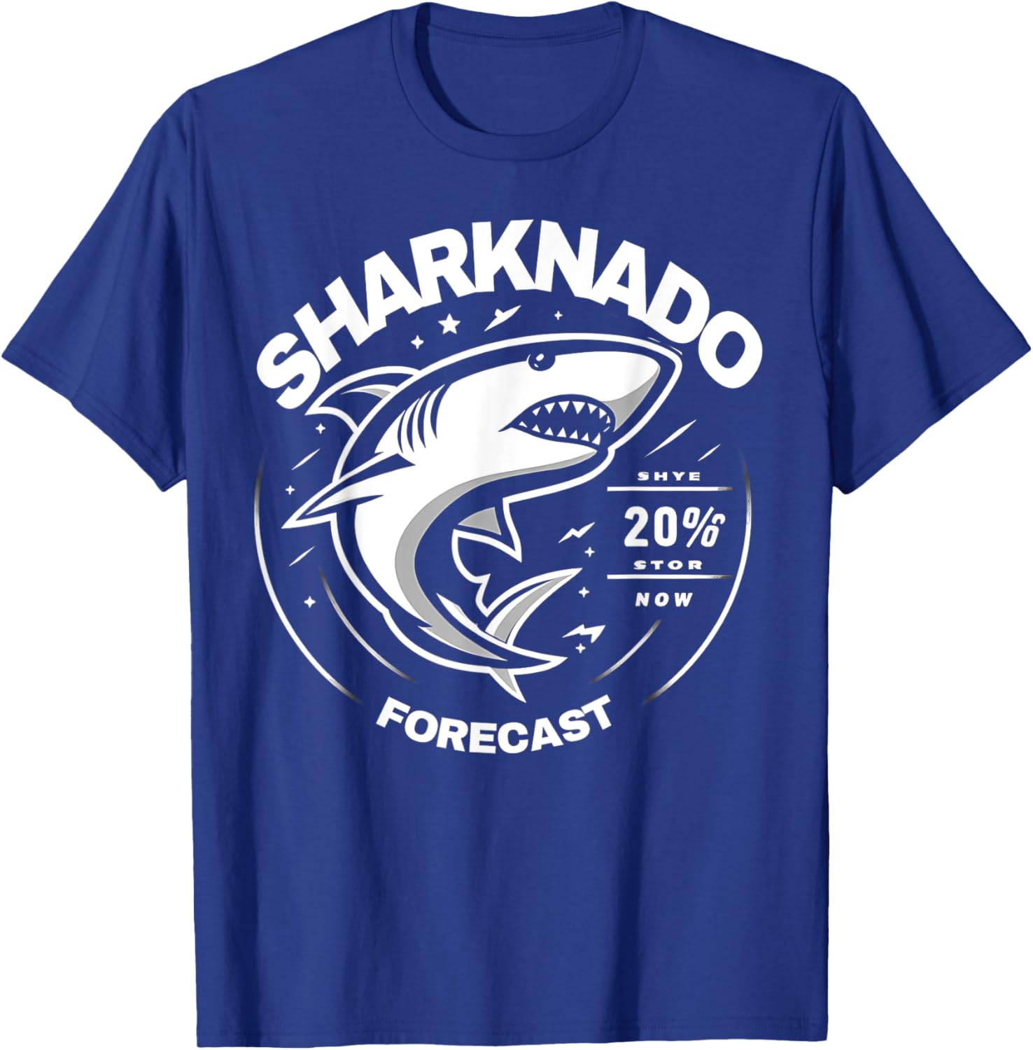 Shark Sharknado Forecast Funny Graphic T-Shirt - T-Shirt | Royal