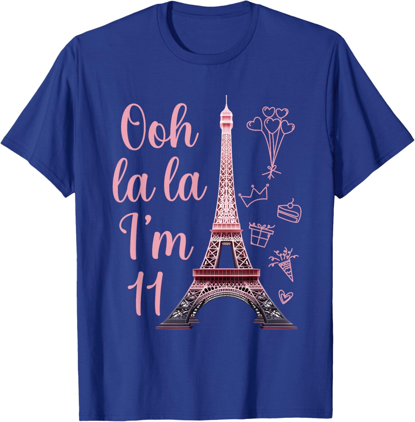 Paris 11th Birthday Eiffel Tower 11 Years Old Cute Girl T-Shirt - T-Shirt | Royal