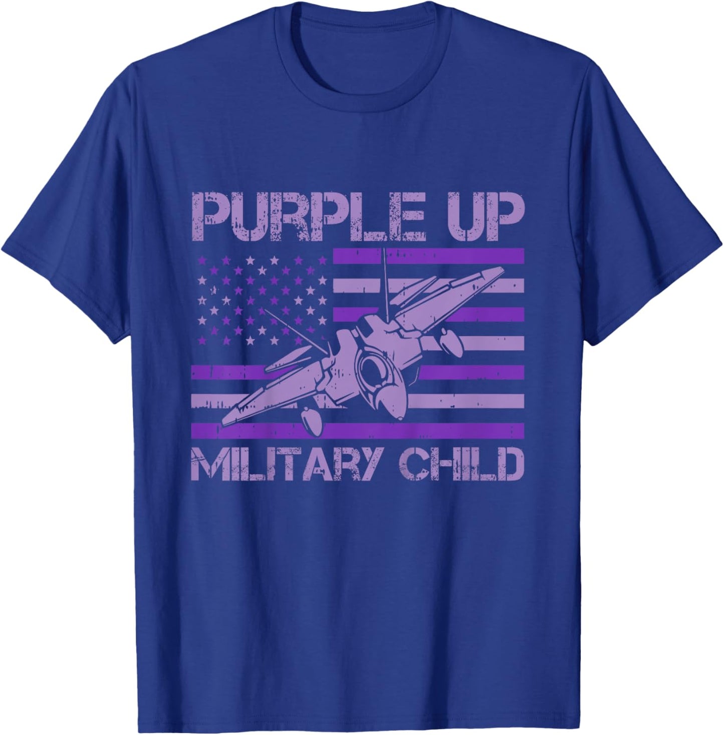 Kids Purple Up Military Child American Flag Army Soldier Child T-Shirt - T-Shirt | Royal