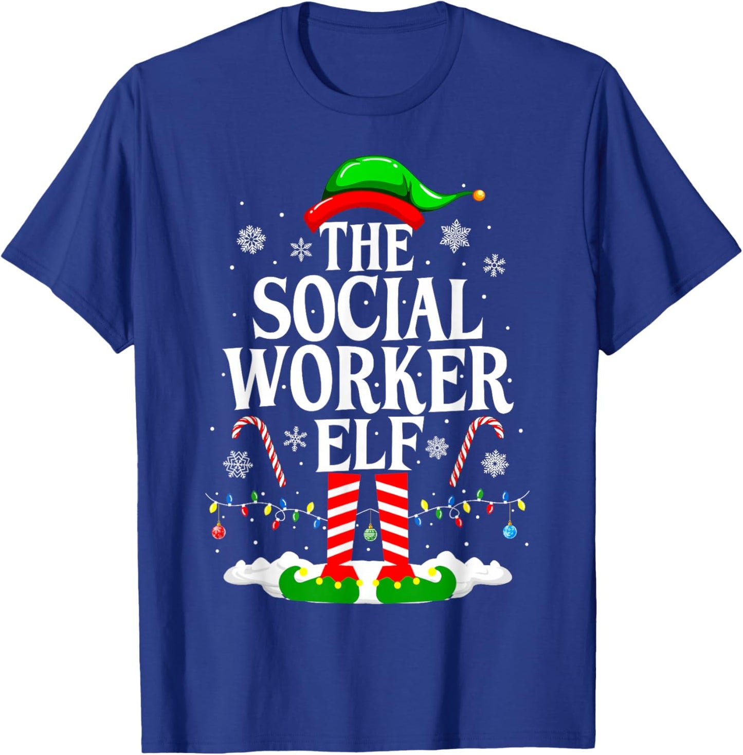 The Social Worker Elf Xmas Funny Christmas Social Worker T-Shirt - T-Shirt | Royal