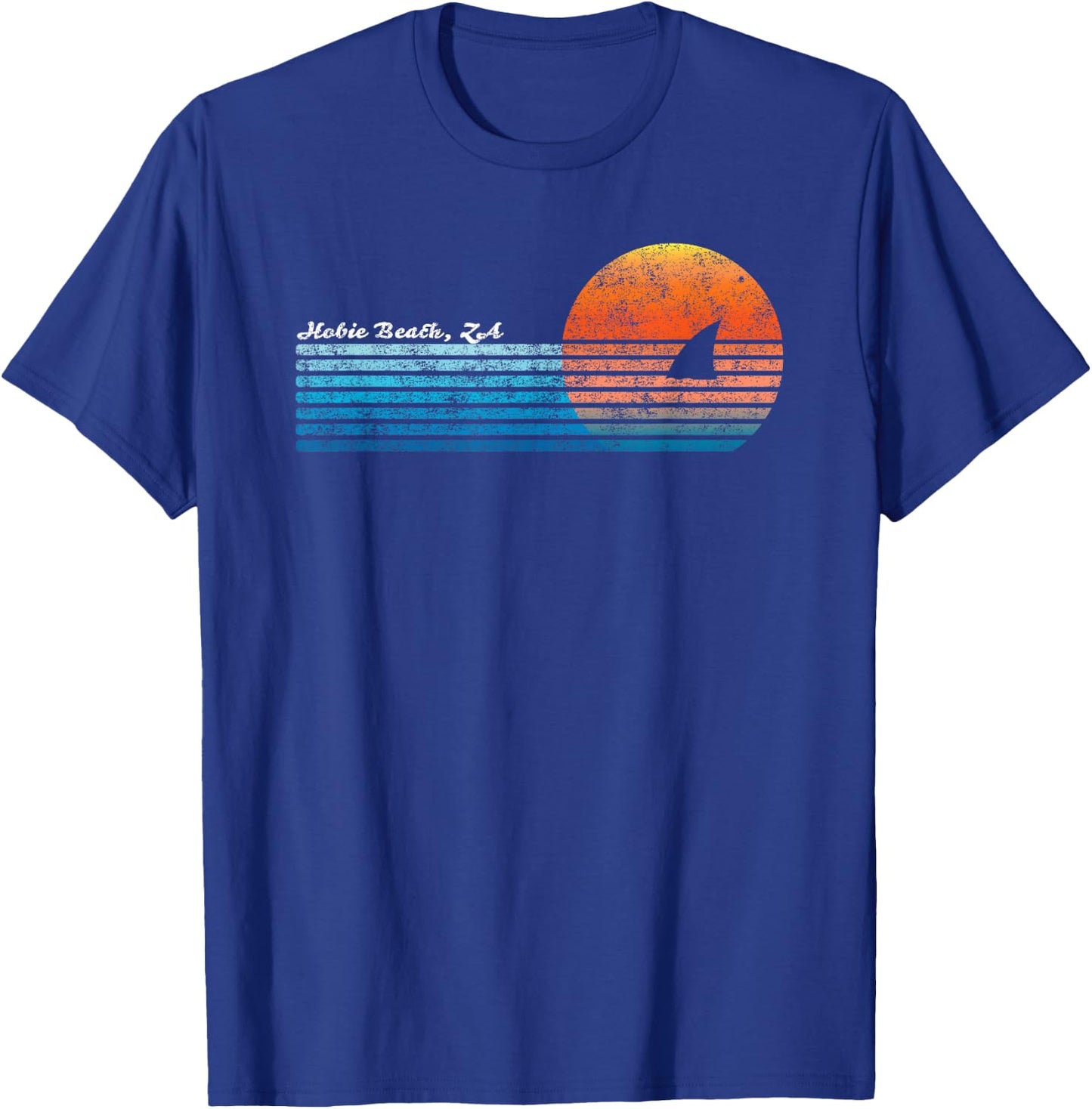 Vintage Hobie Beach Retro 80s Shark Fin Sunset T-Shirt - T-Shirt | Royal