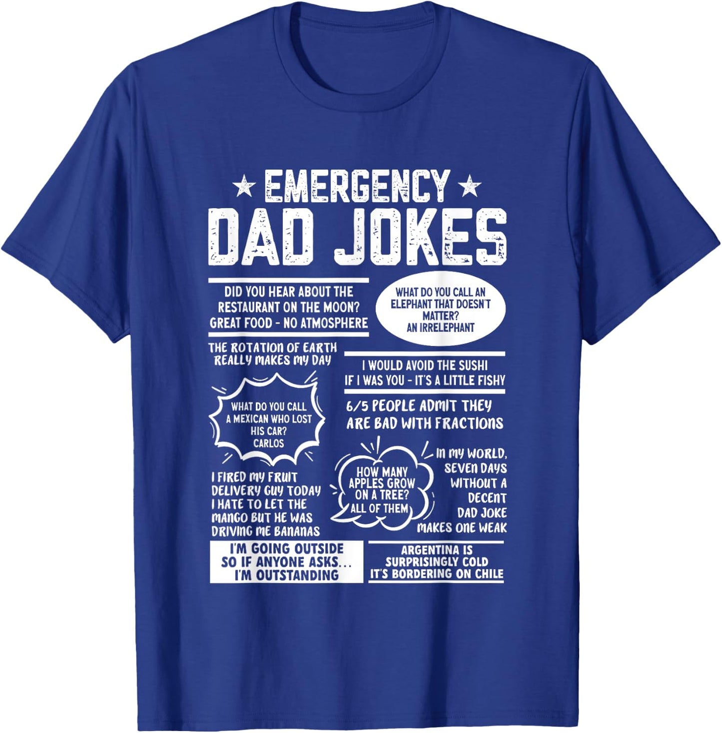 Emergency Dad Jokes Funny Pun Dad Joke T-Shirt - T-Shirt | Royal