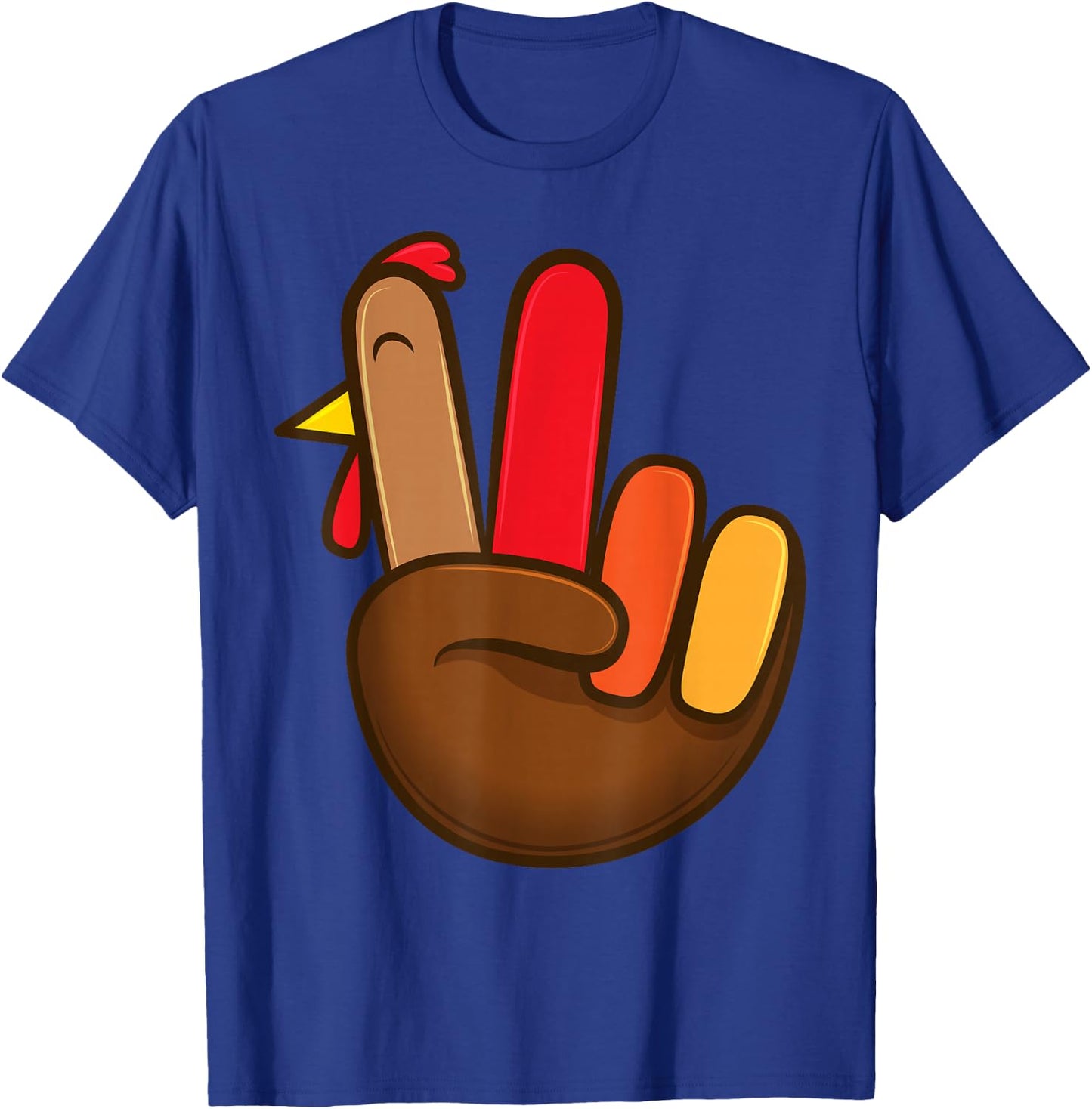 Peace Sign Turkey Hand Shirt Thanksgiving Hippie Men Women T-Shirt - T-Shirt | Royal