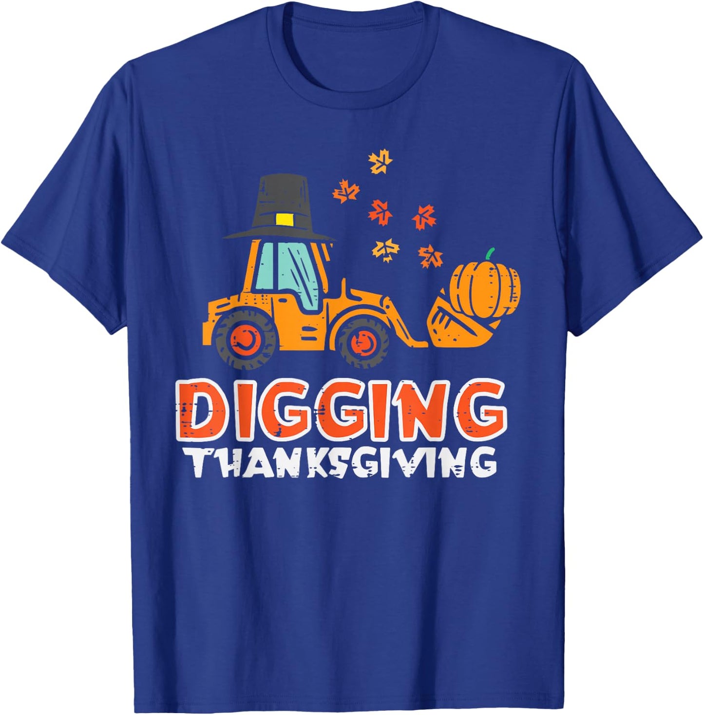Digging Thanksgiving Excavator Truck Fall Toddler Boys Kids T-Shirt - T-Shirt | Royal