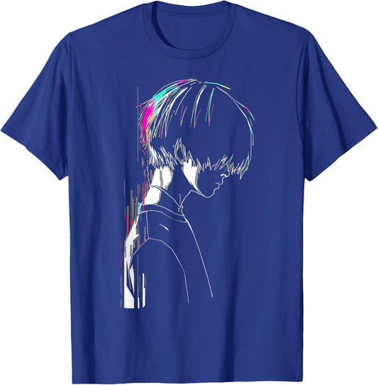 Anime Manga Motif Pixel Illustration Anime T-Shirt - T-Shirt | Royal