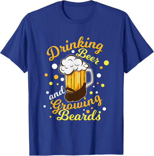 Drinking Beer And Growing Beards Cool Bearded Men Gift T-Shirt - T-Shirt | Royal