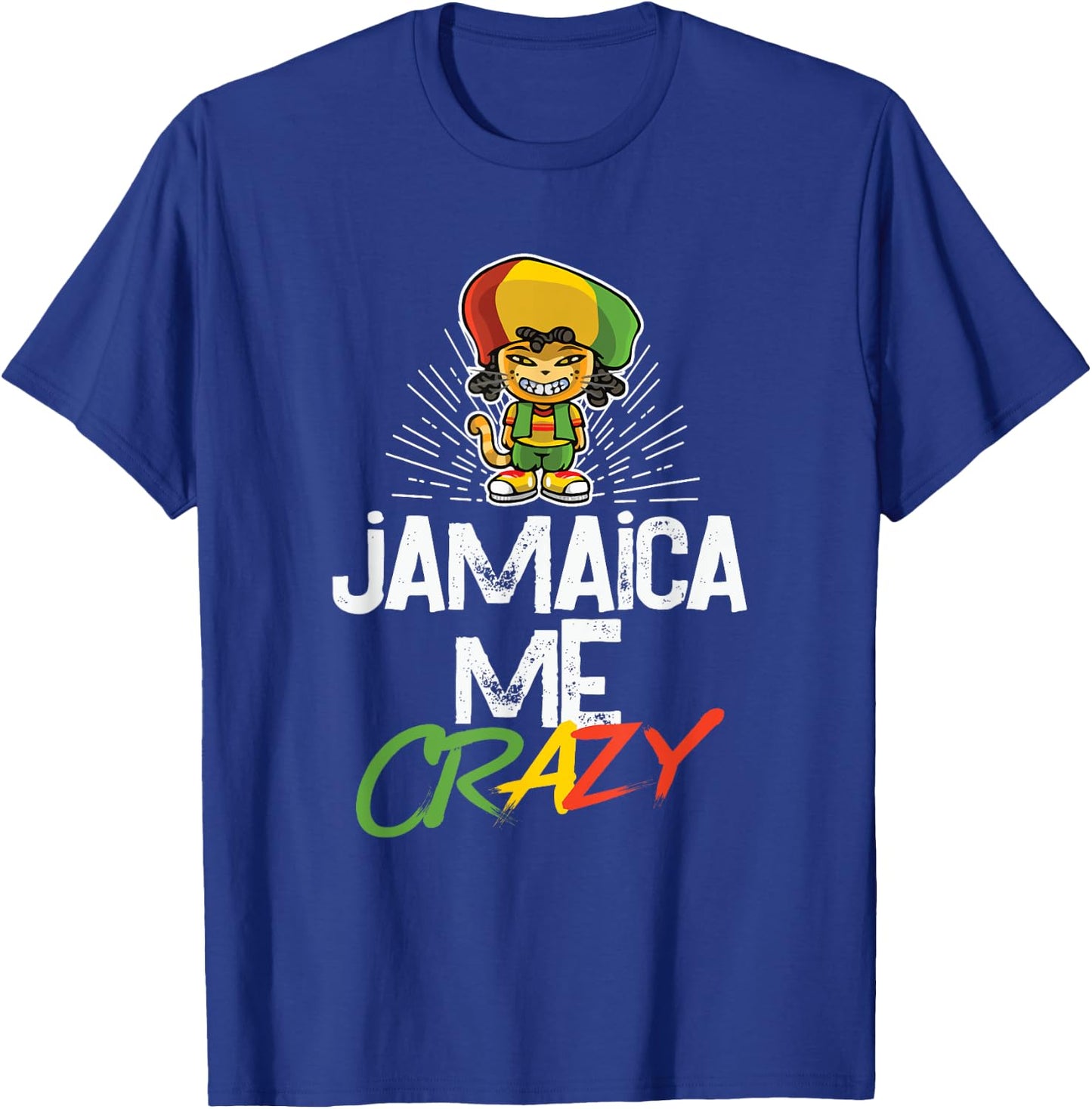 Jamaica Me Crazy - Jamaican Reggae - Funny Cat - Flag Hat Men Women Girls Kids T-Shirt - T-Shirt | Royal