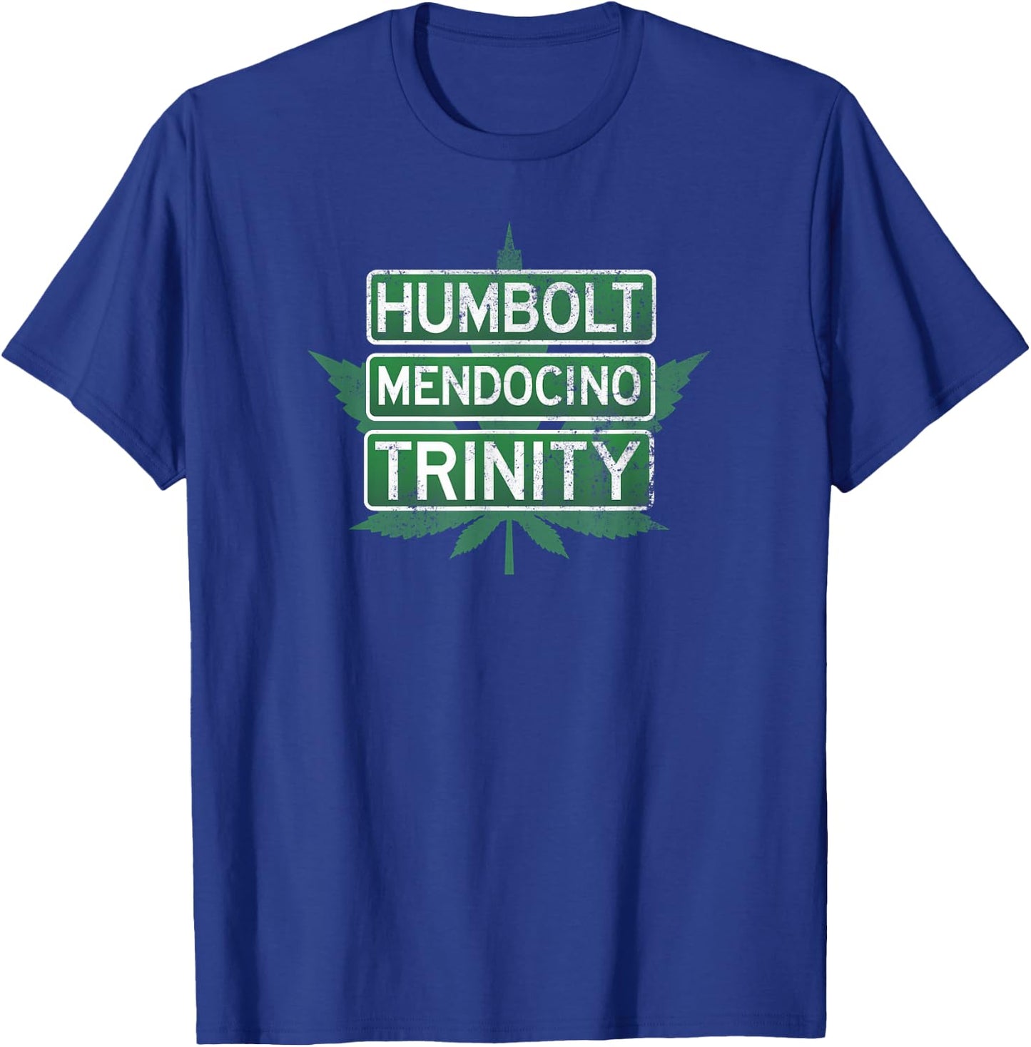Humbolt Mendocino Trinity | Distressed Style T-Shirt - T-Shirt | Royal