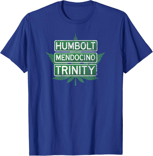 Humbolt Mendocino Trinity | Distressed Style T-Shirt - T-Shirt | Royal