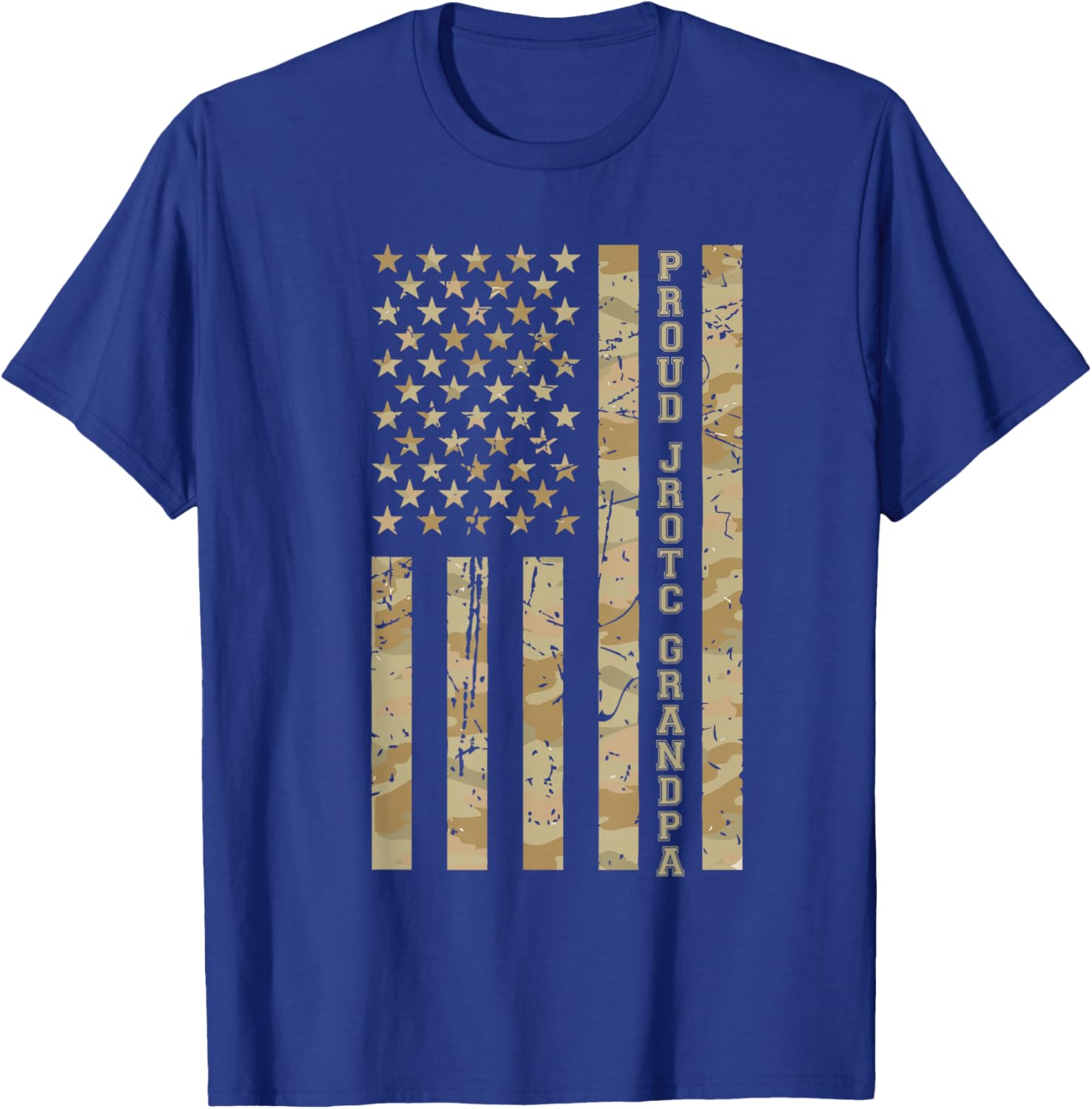 Proud JROTC Grandpa Military Family Desert Camo American T-Shirt - T-Shirt | Royal