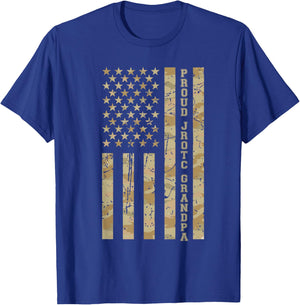 Proud JROTC Grandpa Military Family Desert Camo American T-Shirt - T-Shirt | Royal