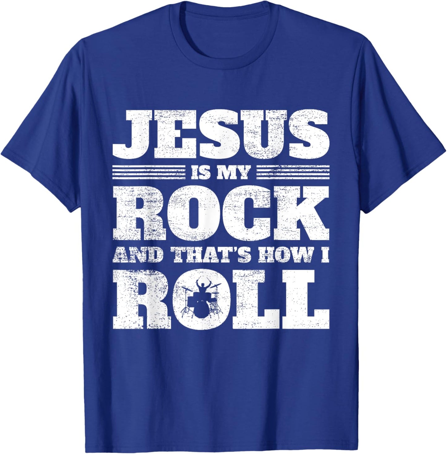 Christian Drumming - Jesus Rock & Roll - Christian Drummer T-Shirt - T-Shirt | Royal
