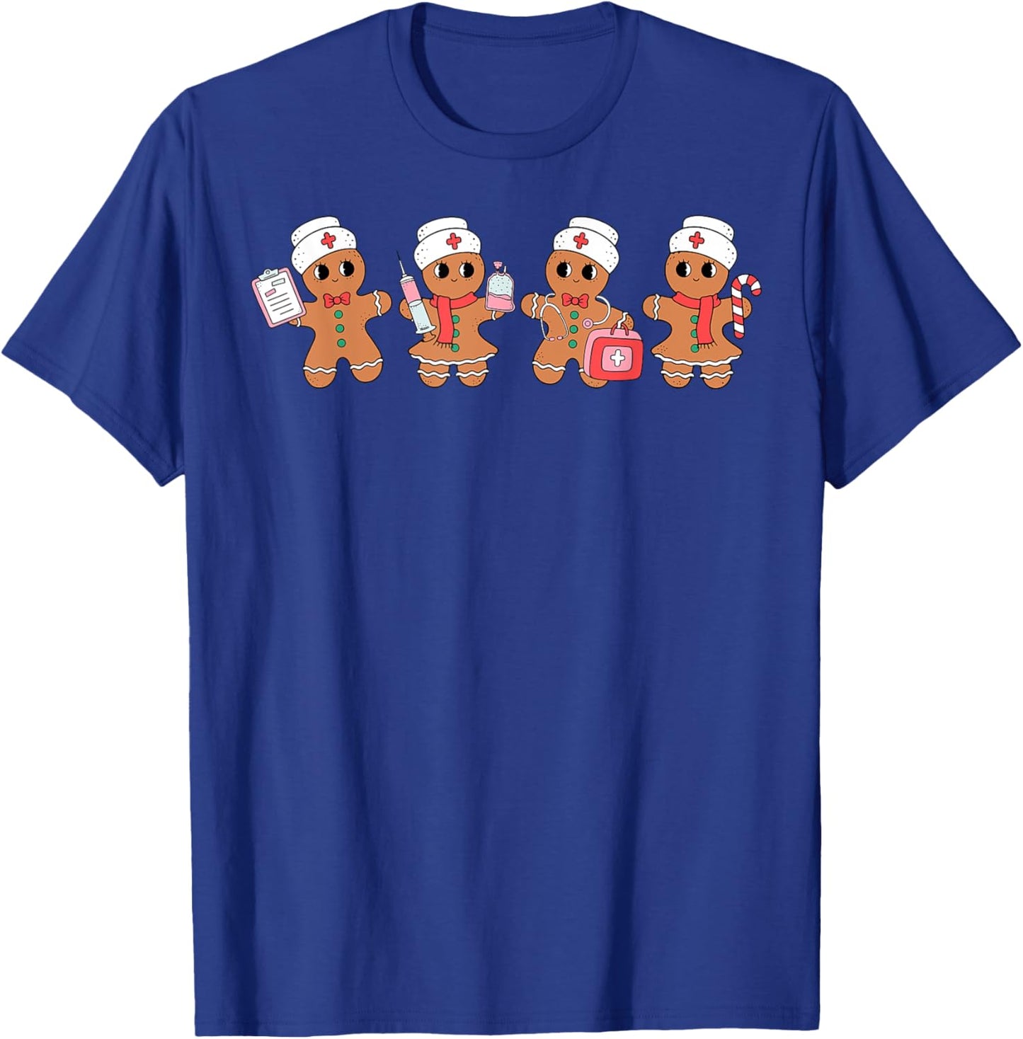 Cute Nurse Squad Gingerbread Christmas Holiday Pajamas Funny T-Shirt - T-Shirt | Royal