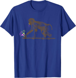 Stoned Ape Theory Magic Mushrooms Eating Monkey T-Shirt - T-Shirt | Royal