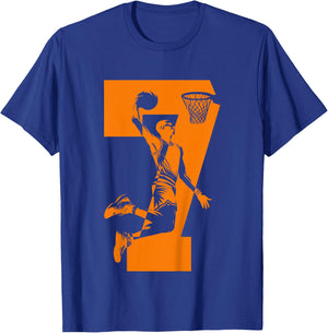 Kids NUMBER 7 BASKETBALL 7TH BIRTHDAY T-Shirt - T-Shirt | Royal
