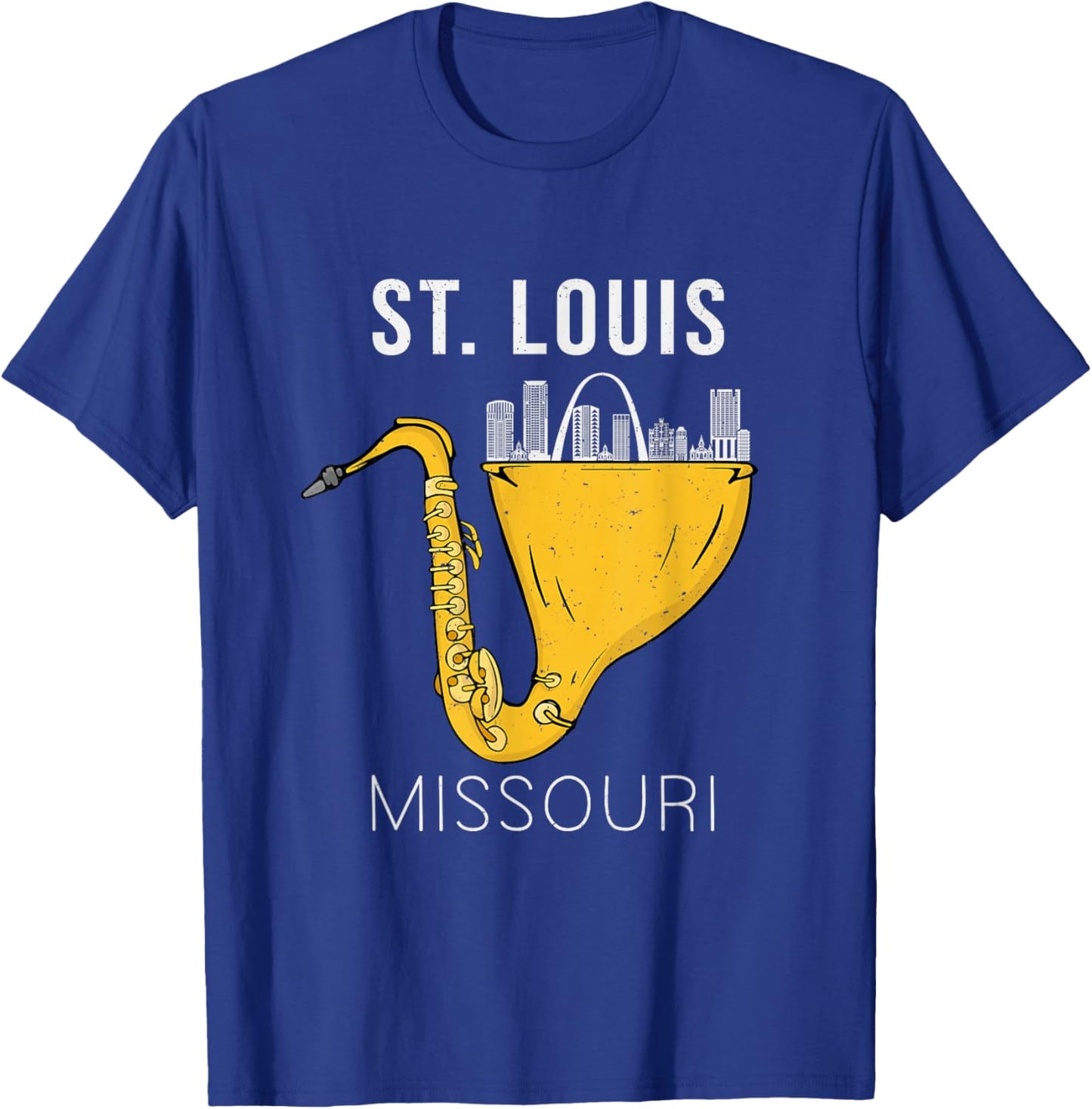 St Louis Skyline Souvenir Saxophone Jazz Music St Louis T-Shirt - T-Shirt | Royal