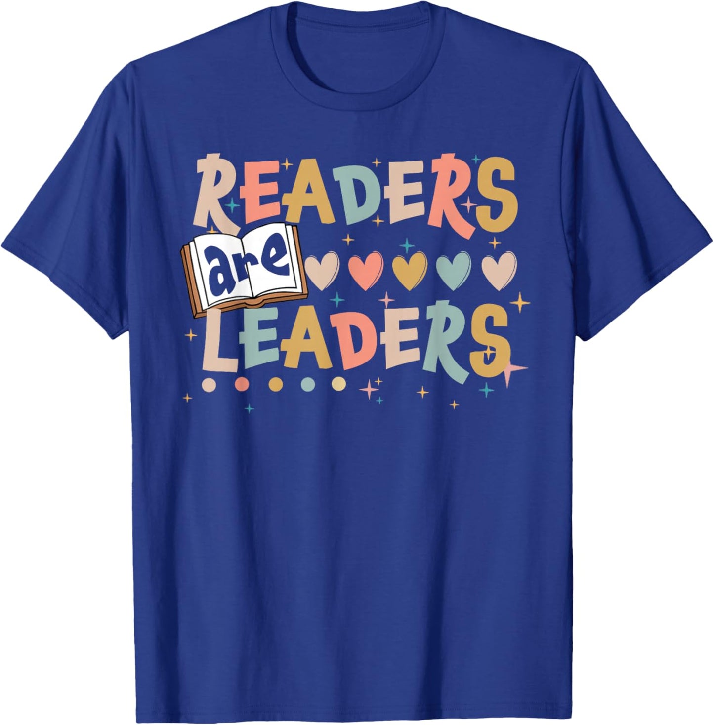 Retro Readers Are Leaders Cute Heart Back To School T-Shirt - T-Shirt | Royal