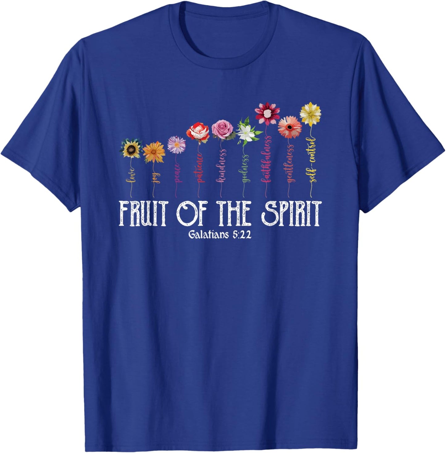 Fruit Of Spirit Floral Religious Christian T-Shirt - T-Shirt | Royal
