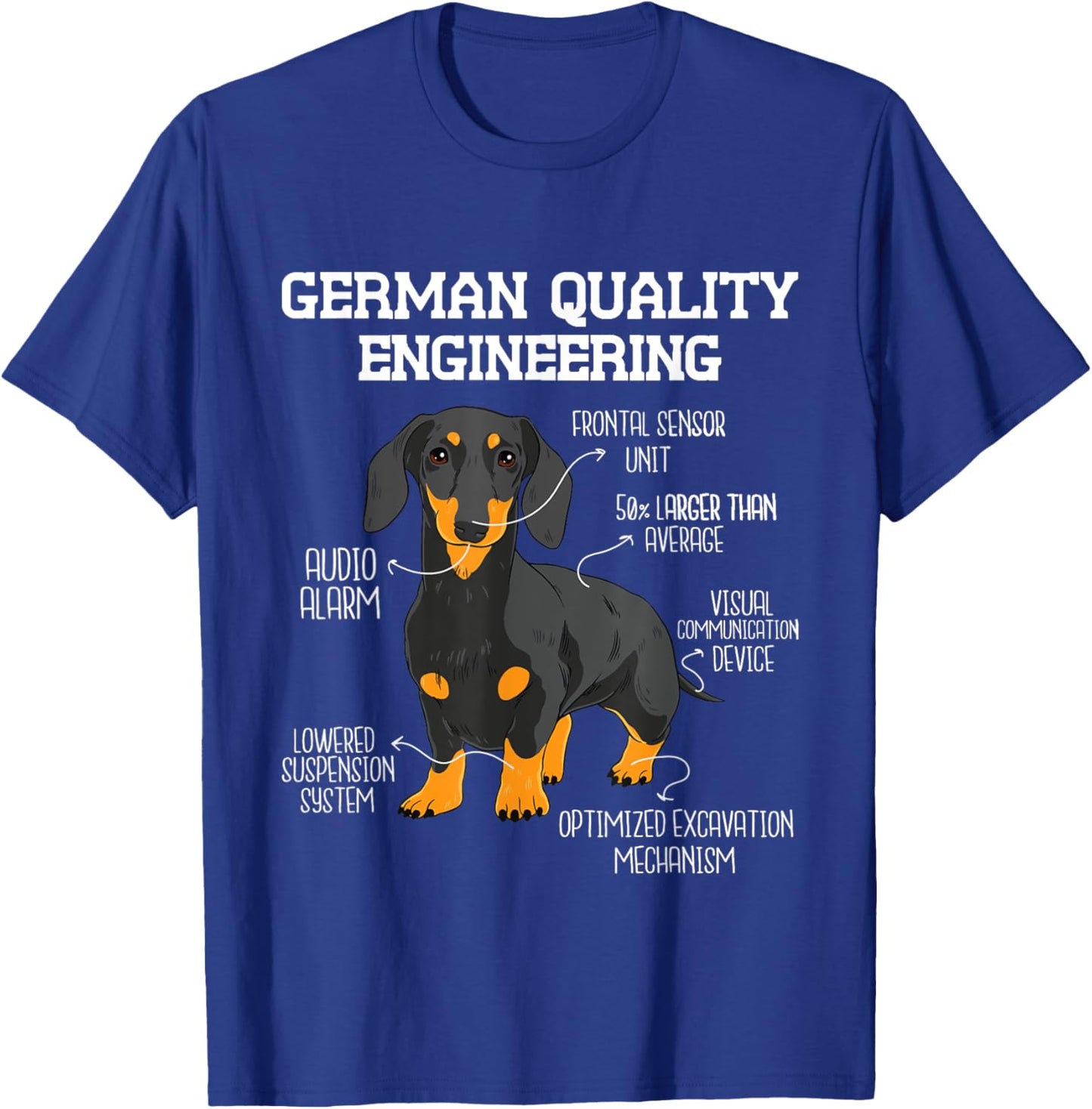 Funny Dachshund Shirts - German Engineering Dachshund Lover Wiener Dog Pet Breeder Adults Black Short Sleeve T-Shirt - T-Shirt | Royal