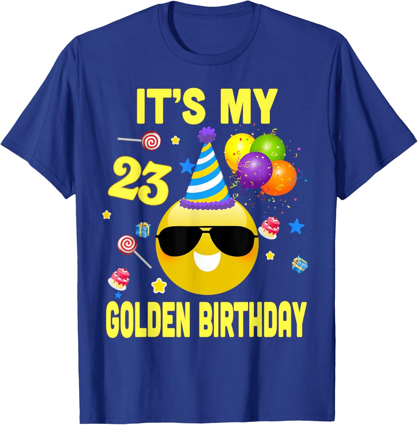 23rd Birthday Gifts It's My Golden Birthday 23 Years Old WY2 T-Shirt - T-Shirt | Royal