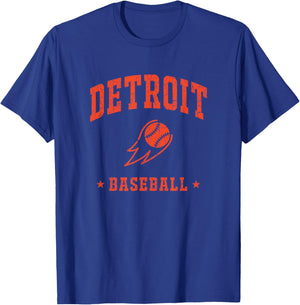 Detroit Baseball Vintage Gameday Retro Baseball Lover T-Shirt - T-Shirt | Royal