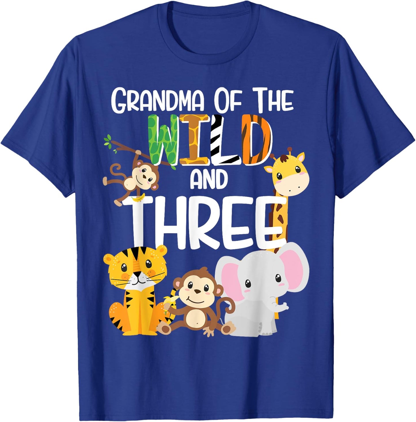 Grandma of the Wild and 3 Zoo Theme Birthday Safari Jungle T-Shirt - T-Shirt | Royal
