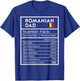 Romanian Dad Nutrition Facts National Pride Gift Dad T-Shirt - T-Shirt | Royal