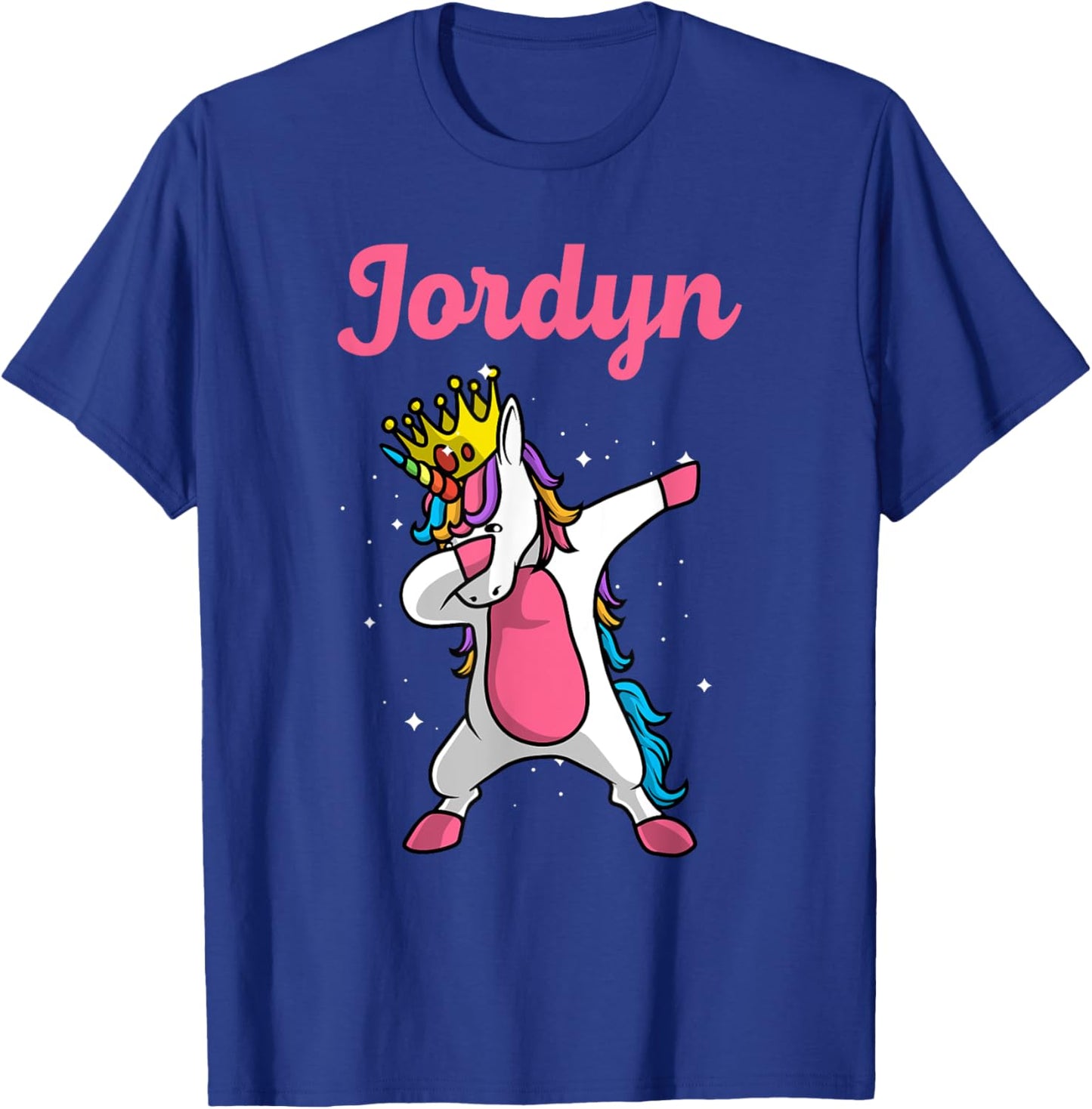 JORDYN Gift Name Personalized Birthday Dabbing Unicorn Queen T-Shirt - T-Shirt | Royal