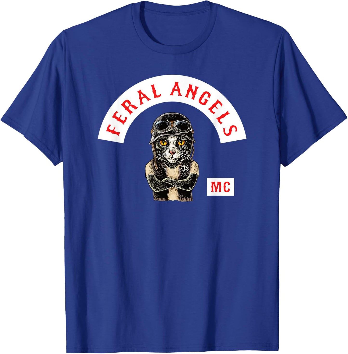 Feral Angels Biker Cat Motorcycle Club T-Shirt - T-Shirt | Royal
