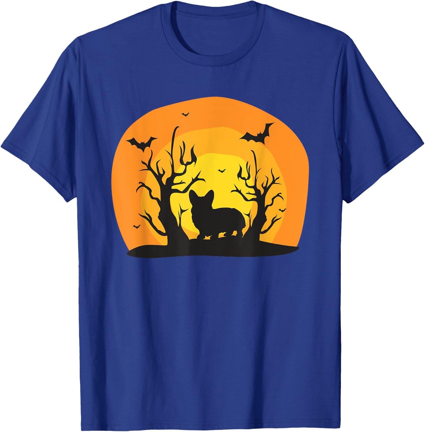 Corgi Dog Bat Funny Halloween Costume Silhouette Men Women Kids T-Shirt - T-Shirt | Royal