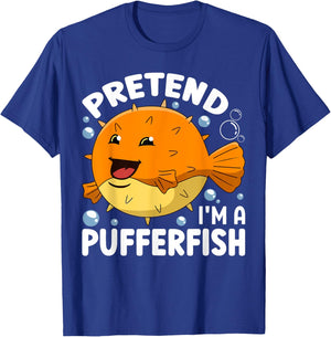 Pretend I'm A Pufferfish Costume Halloween T-Shirt - T-Shirt | Royal