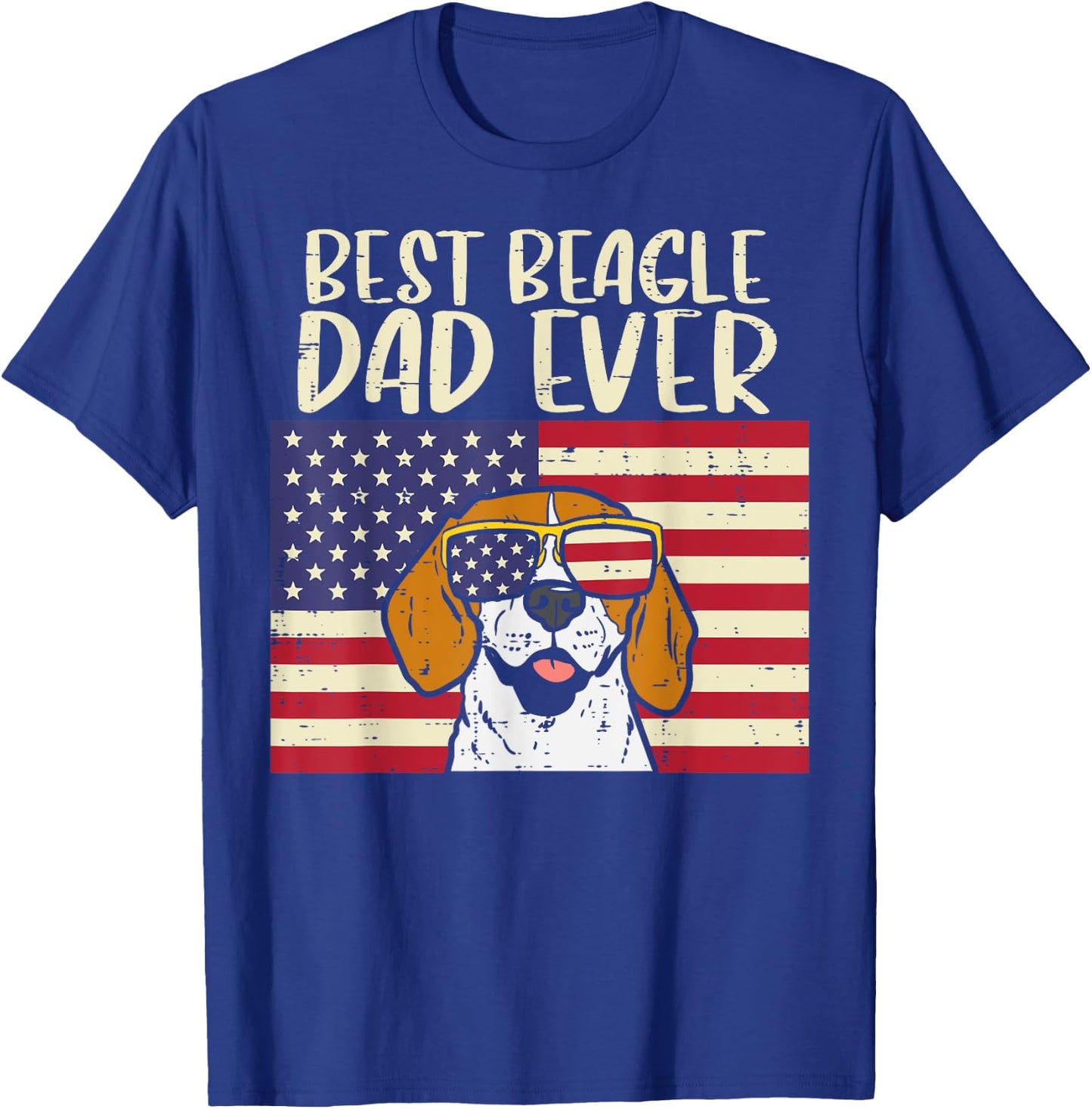 Best Beagle Dad Ever Flag Patriotic Dog Lover Owner Men Gift T-Shirt - T-Shirt | Royal