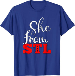 She is From STL 314 St. Louis Missouri T-Shirt - T-Shirt | Royal