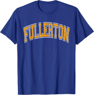 Fullerton Arched Style Orange Text T-Shirt - T-Shirt | Royal