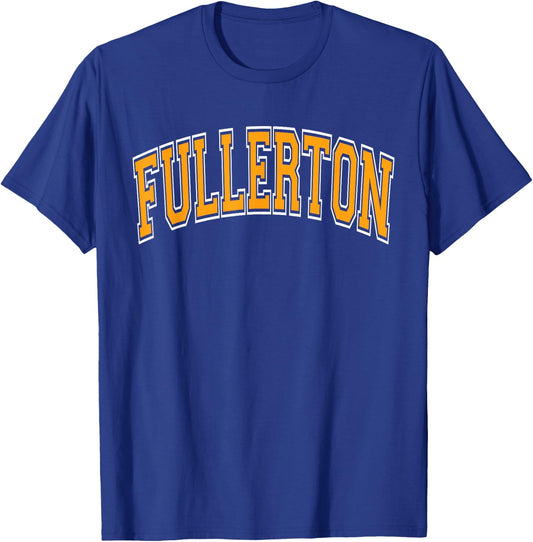 Fullerton Arched Style Orange Text T-Shirt - T-Shirt | Royal
