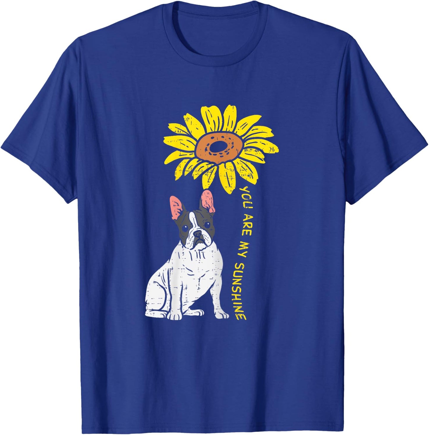 French Bulldog Sunflower Sunshine Frenchie Dog Women Gift T-Shirt - T-Shirt | Royal