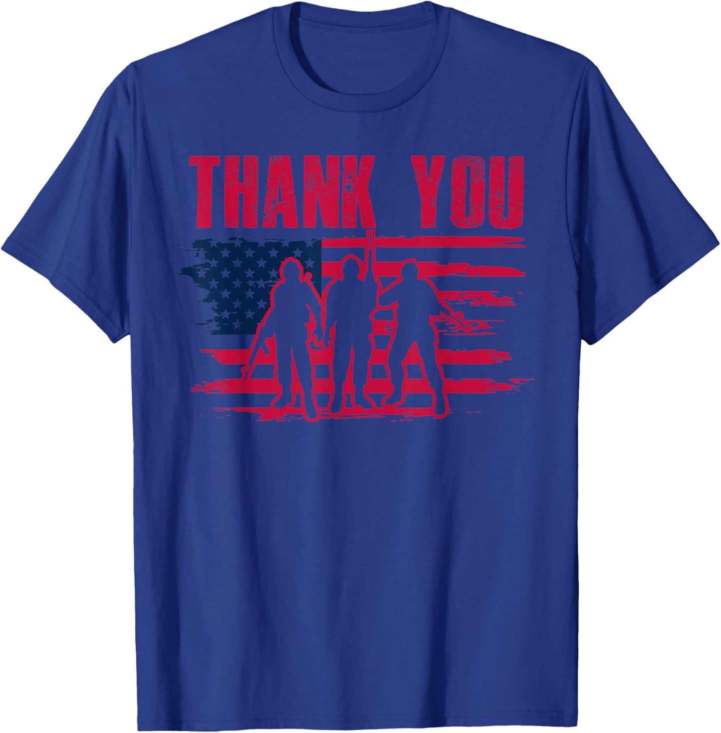 Thanks to Veterans Patriotic Thank you Vets American flag T-Shirt - T-Shirt | Royal